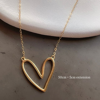 Gold Open Heart Pendant Necklace