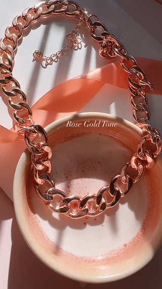Rose Gold Fashion Curb Link Chain Necklace
