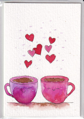 Original Hand Painted Watercolour Keepsake Gift Card | Coffee Time