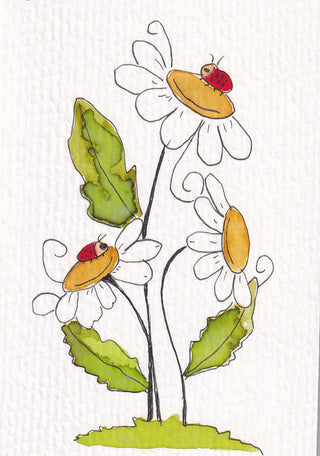 Original Hand Painted Watercolour Keepsake Gift Card | Daisy's