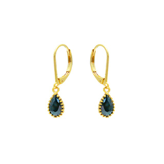Smokey Black Teardrop Leverback Earrings
