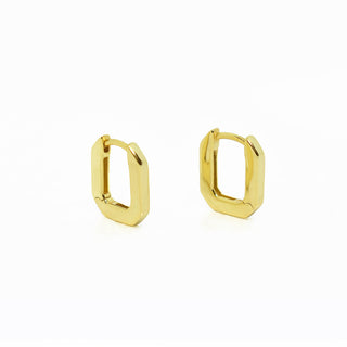 Gold Plated Oblong Huggie Earrings