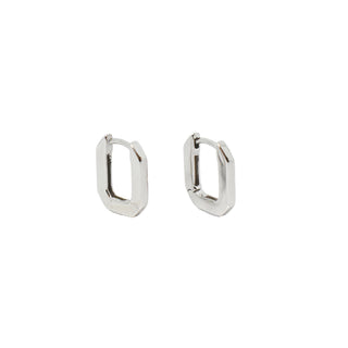 Silver Oblong Huggie Earring