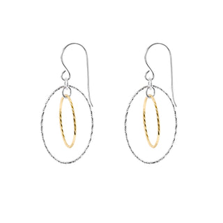 Two Tone Oval Drop Earrings