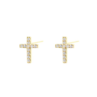 Gold Cross Stud Earrings