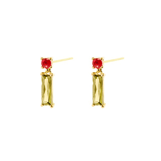 Ruby-Tone Solitaire Studs with Smoked Emerald Geometric Accents