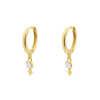 Gold Huggie Earrings with Opalite