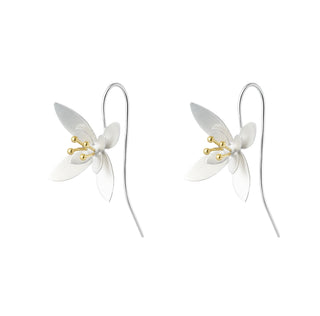 Two Toned Statement Silver Flower Matte Earrings