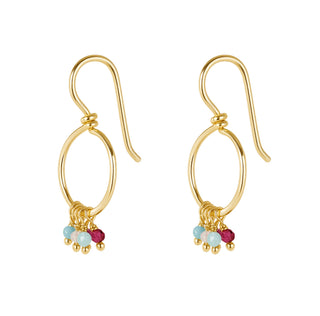 Bohemian Gold-Plated Sterling Silver Gemstone Hoops