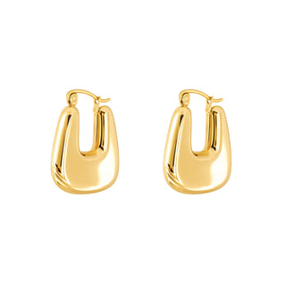 Gold Rounded Rectangular Hoop Earrings 2cm