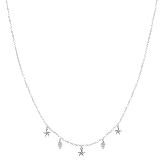 Sterling Silver Starfish and Sea Shell Charm Necklace