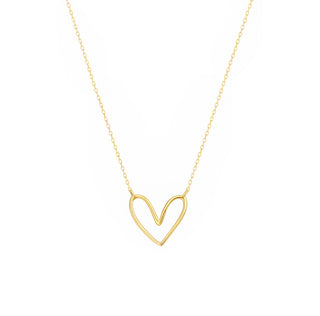 Gold Open Heart Pendant Necklace