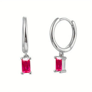 Pink CZ Hoop Earrings