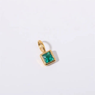 Square Birthstone Charm | Emerald Green