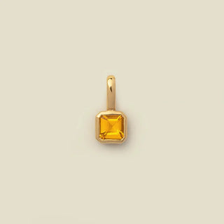 Square Birthstone Charm | Citrine Yellow