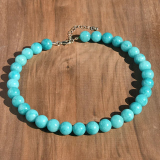 Deep Aquamarine Beaded Necklace