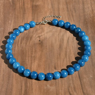 Blue Phosphorus Gray Beaded Necklace