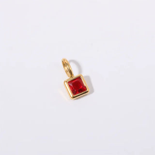 Square Birthstone Charm | Garnet Red