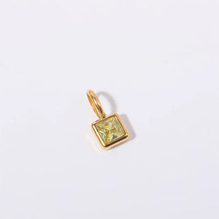 Square Birthstone Charm | Peridot Olive