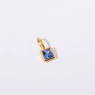 Square Birthstone Charm | Sapphire Blue
