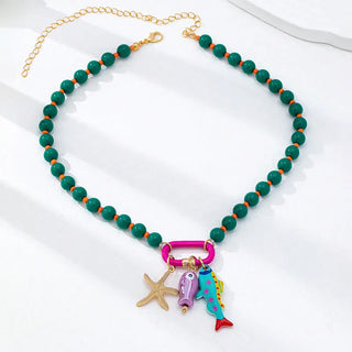 Ocean Treasures Resin Charm Beaded Necklace