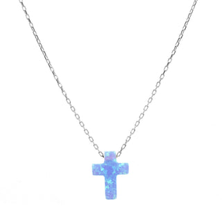 Sterling Silver Blue Opalite Cross Necklace