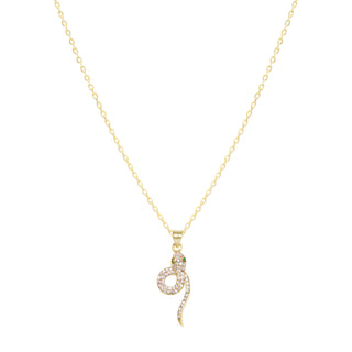 Gold Plated Green Eye Snake Necklace with Cubic Zirconia