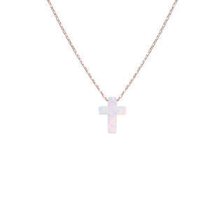 Sterling Silver White Opalite Cross Necklace