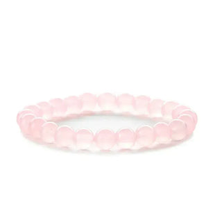 Solid Colour Natural Stone Beaded Bracelet | Pink Crystal