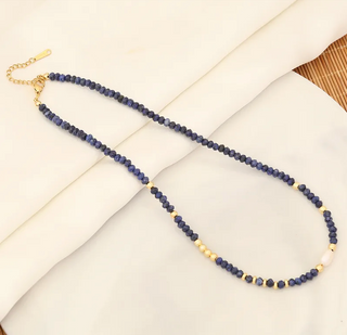 Handmade Beaded Natural Stone Necklace | Blue