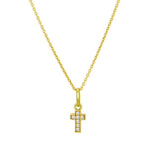 Petite Cross Pendant Necklace With Cubic Zirconia