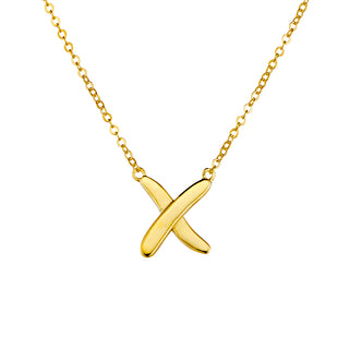 Gold Plated Kiss Cross Pendant Necklace