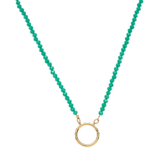 Handmade Green Bead Open Ring Charm Necklace