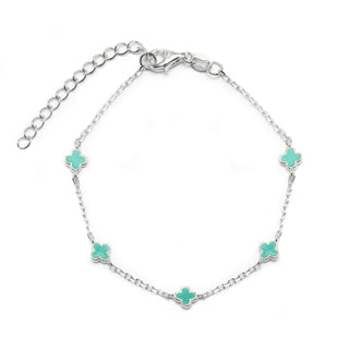 Sterling Silver  Green Clover Bracelet