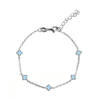 Sterling Silver Light Blue Clover Bracelet
