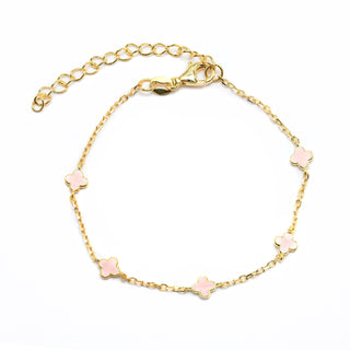 Gold Plated Light Pink Clover Bracelet