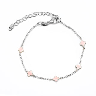 Sterling Silver Light Pink Clover Bracelet
