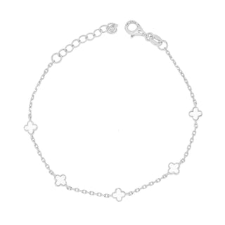 Sterling Silver White Enamel Flower Bracelet