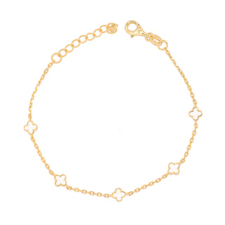 Gold Plated White Clover Bracelet