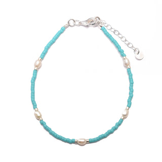 Turquoise Bead Bracelet with Freshwater Pearl