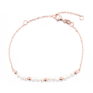 Rose Gold Freshwater Pearl Chain Bracelet