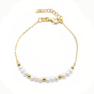 Gold Plated Freshwater Pearl Chain Bracelet