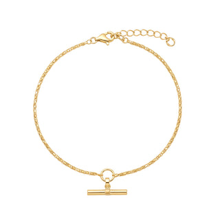 Gold Plated T Bar Pendant Bracelet
