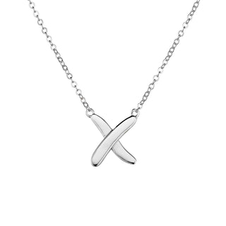 Sterling Silver Kiss Cross Pendant Necklace