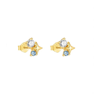 Gold Plated  CZ Star Stud Earrings
