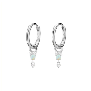 Sterling Silver Huggie with Light Blue Opalite