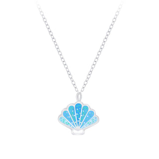 Children's Sterling Silver Blue Shell Pendant Necklace