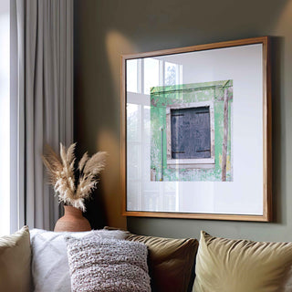 Rustic Green Wall with Boarded Window - Digital Print