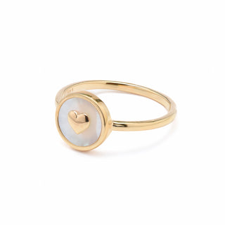 Gold Mother of Pearl Heart Ring