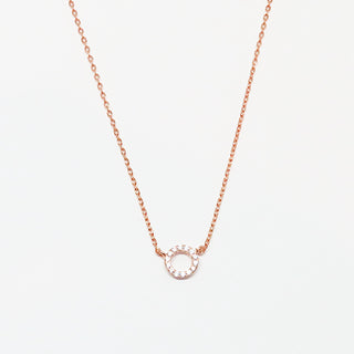 Rose Gold Plated Circle Pendant with Cubic Zirconia